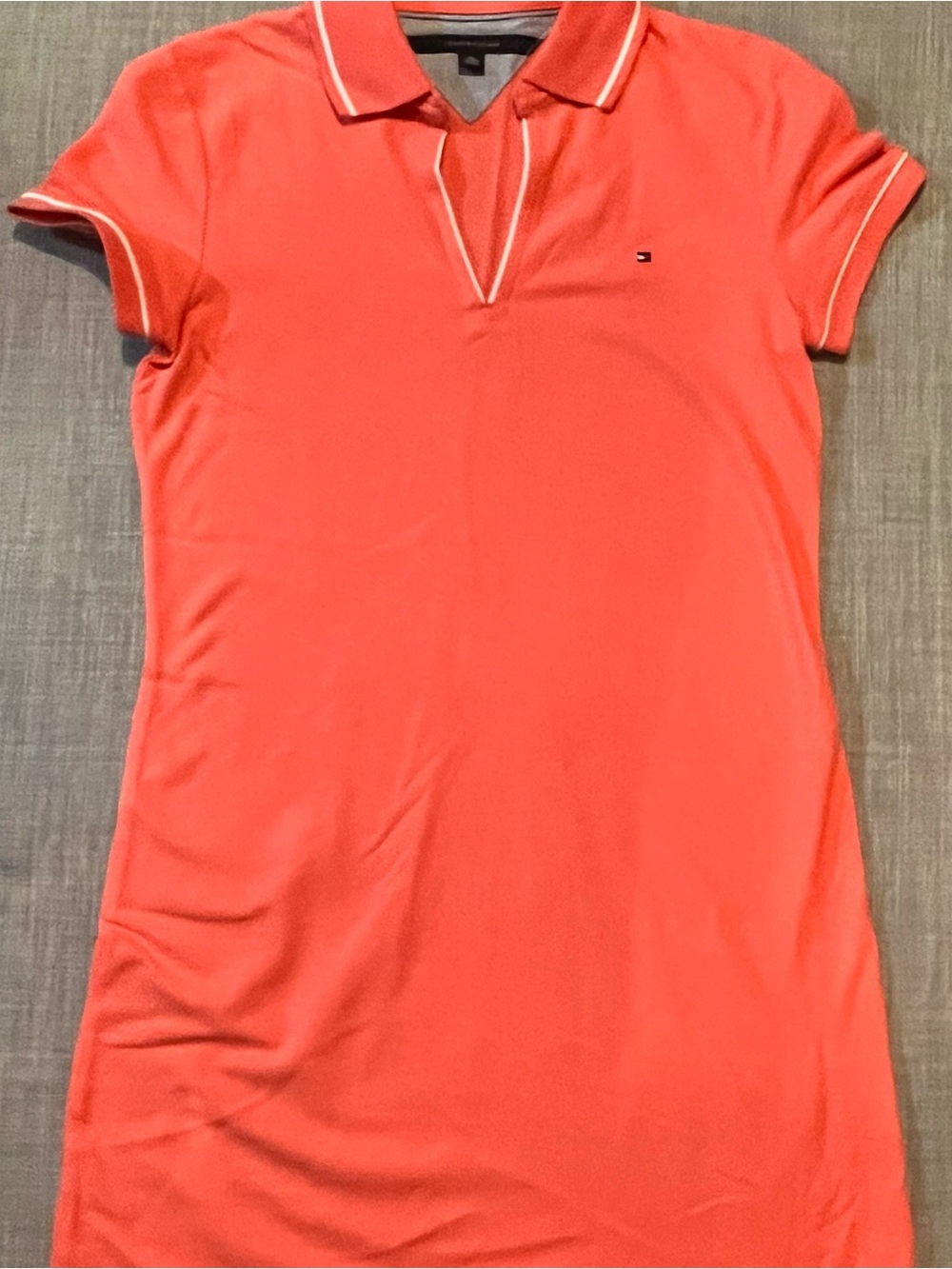 Tommy Hilfiger Coral Polo Shirt with White Trim Preppy Dress XS